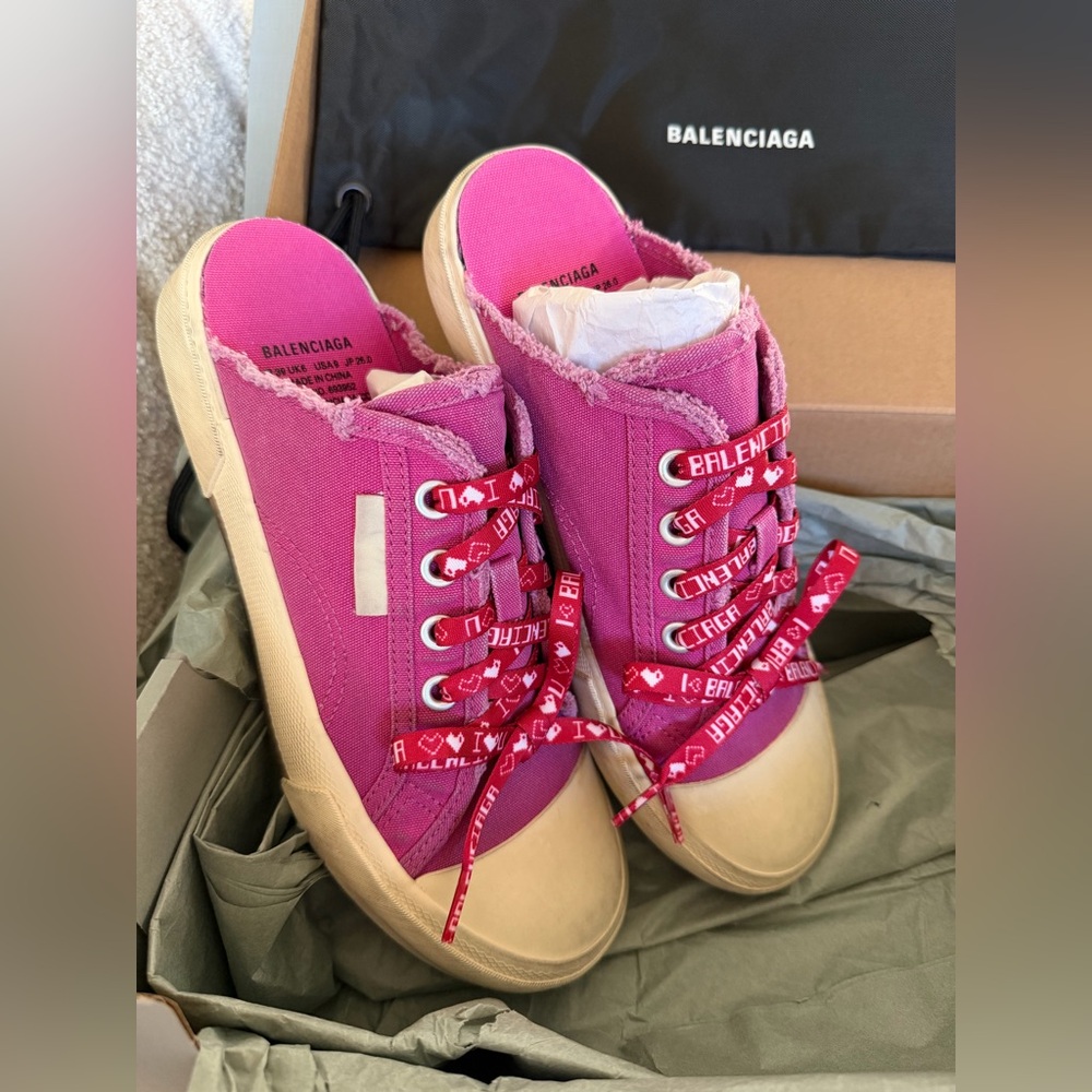 Balenciaga Paris Canvas Mule Sneakers | Pink | EU 39 | Full Set